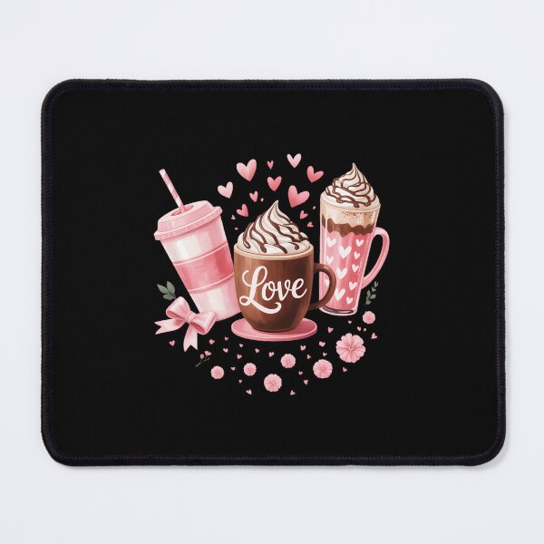 Item preview, Valentines Day Pink Coffee Cups Latte Iced Cream Cute Hearts designed and sold by SapfireStuArt.