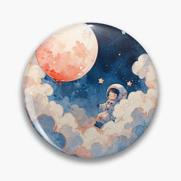 Item preview, Cute Astronaut and Moon Balloon Watercolor Fantasy designed and sold by KiraChie.