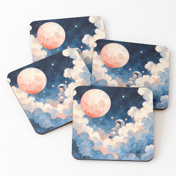 Item preview, Cute Astronaut and Moon Balloon Watercolor Fantasy designed and sold by KiraChie.