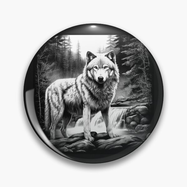 Item preview, Majestic White Wolf by a Forest Waterfall designed and sold by inkoutninja.