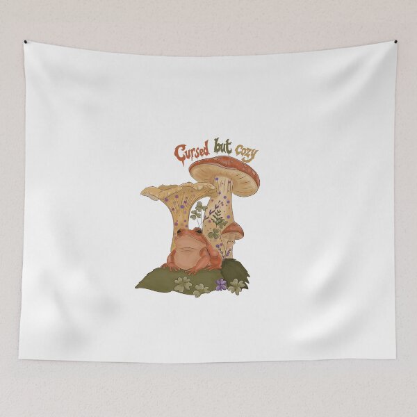 Item preview, Cursed But Cozy | Cottagecore Frog Mushroom Halloween Art designed and sold by Zymetryart.