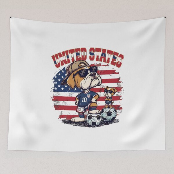 Item preview, English Bulldog Soccer Duo - United States Team Mascots designed and sold by lamiarte.
