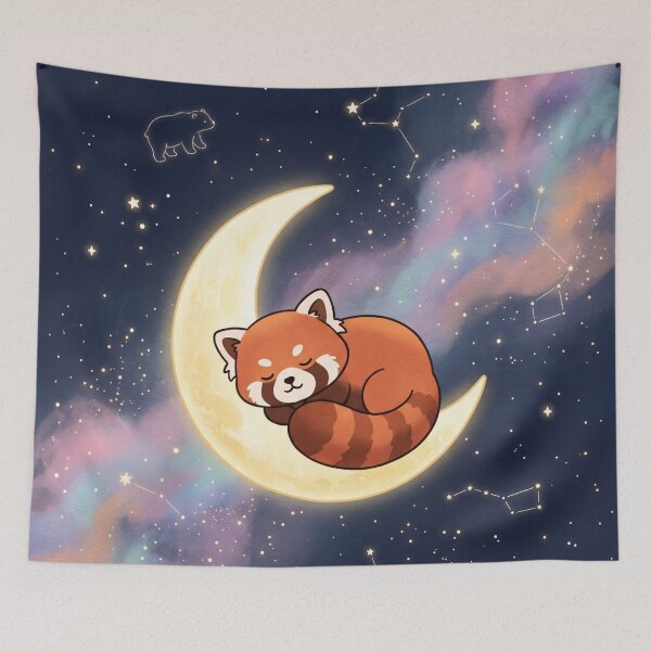 Item preview, Cosmic Red Panda Celestial Space Galaxy Bedding designed and sold by Leafs With Luna.