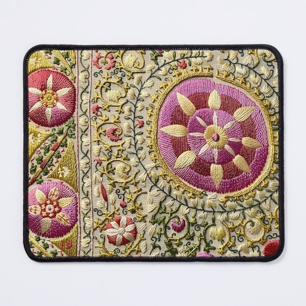 Item preview, Uzbekistan Suzani Floral Embroidery Print designed and sold by Vicky Brago-Mitchell®.