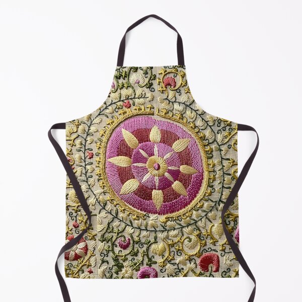 Item preview, Uzbekistan Suzani Floral Embroidery Print designed and sold by Vicky Brago-Mitchell®.