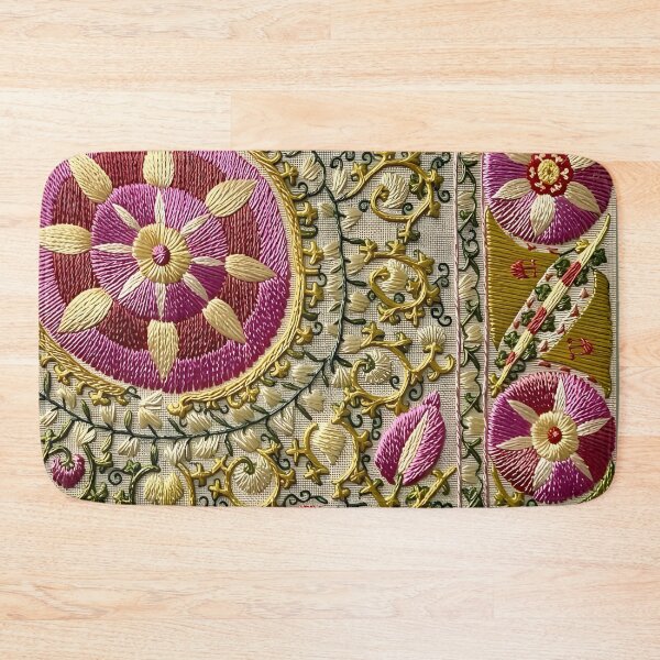 Item preview, Uzbekistan Suzani Floral Embroidery Print designed and sold by Vicky Brago-Mitchell®.