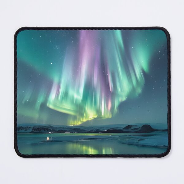Item preview, Aurora borealis over frozen lake designed and sold by Newrealis.