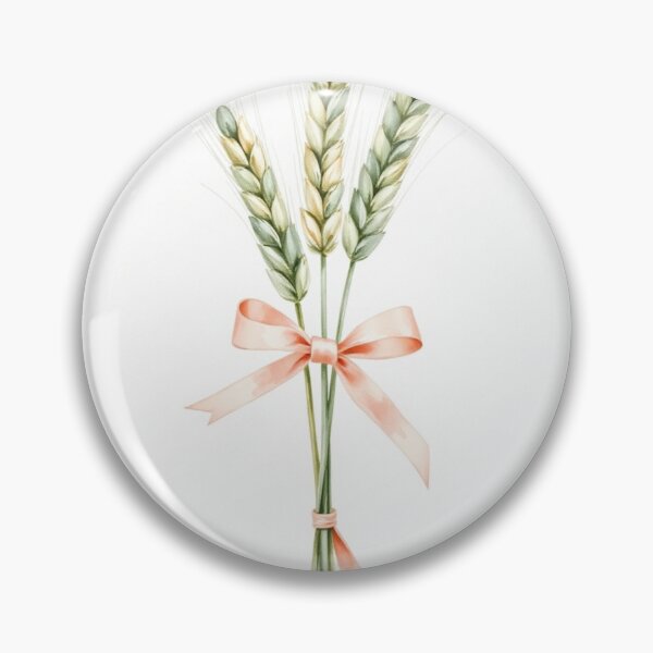 Item preview, Watercolor Wheat Bundle with Pink Ribbon designed and sold by Vida e Arte.