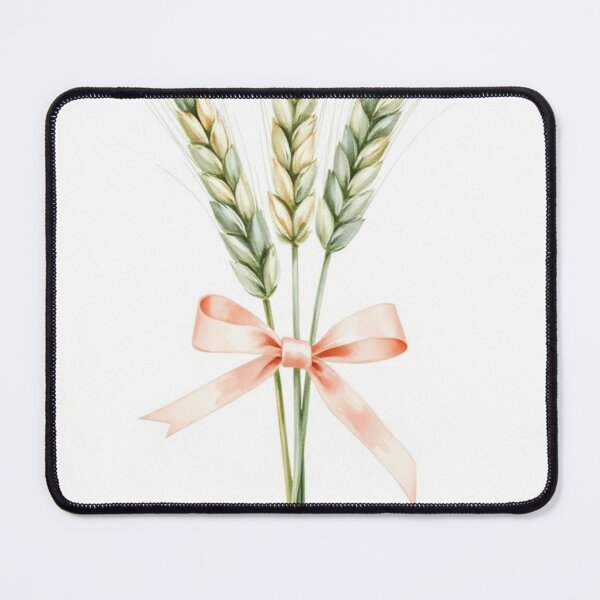 Item preview, Watercolor Wheat Bundle with Pink Ribbon designed and sold by Vida e Arte.