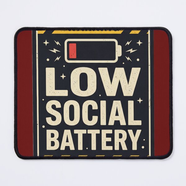 Item preview, Low Social Battery – Funny Retro Warning Design designed and sold by IlluminatedPage.