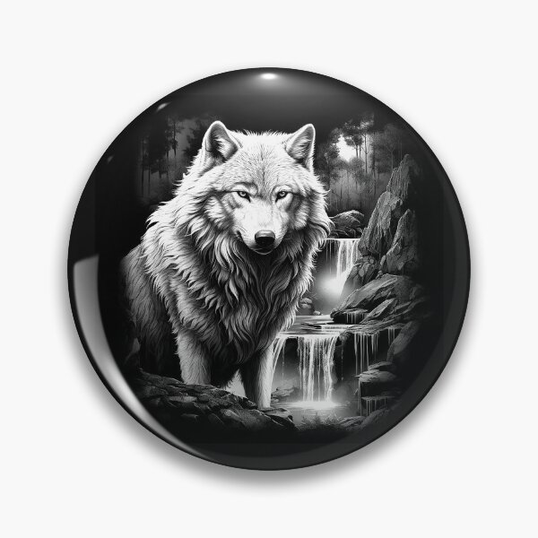 Item preview, White Wolf by a Mystical Forest Waterfall designed and sold by inkoutninja.