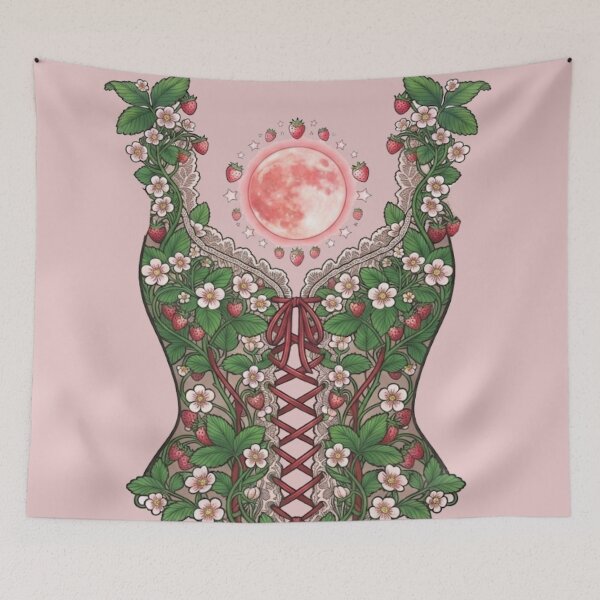 Item preview, Vintage Victorian Strawberry Moon Cottagecore Corset Floral Art designed and sold by MAGICKEY2024.