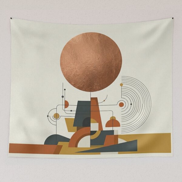 Item preview, Mid Century Modern Abstract Geometric Mountain Landscape designed and sold by Leafs With Luna.