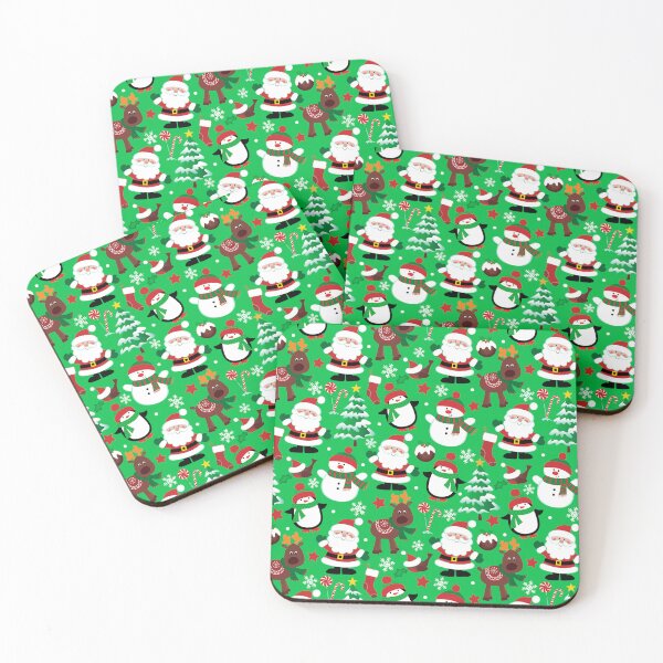 Item preview, Santa Claus, Reindeer, Christmas Tree Pattern On Green designed and sold by DEC02.