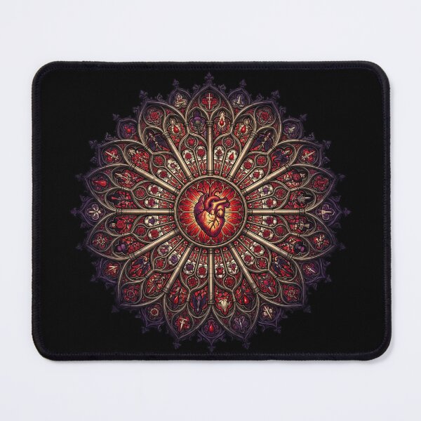 Item preview, Gothic Rose Window with Radiant Heart — Cathedral Stained Glass designed and sold by David Mateo ArtWorks.