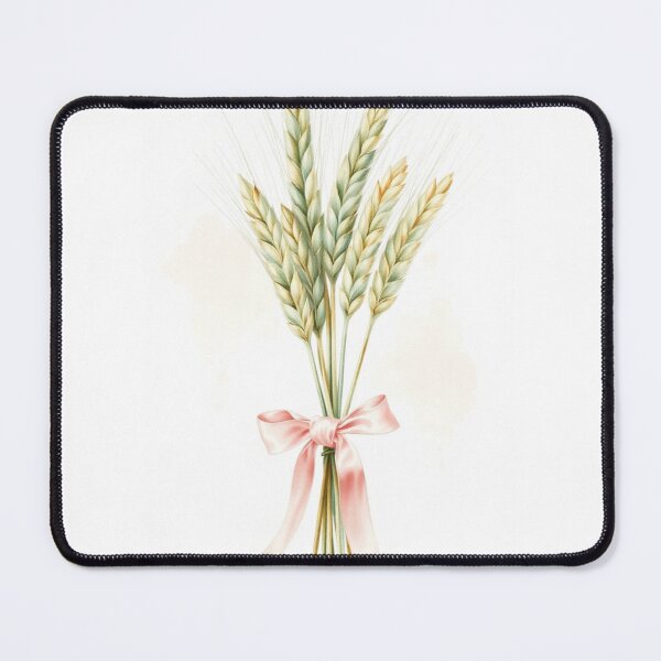 Item preview, Watercolor Wheat Bouquet with Pink Ribbon designed and sold by Vida e Arte.