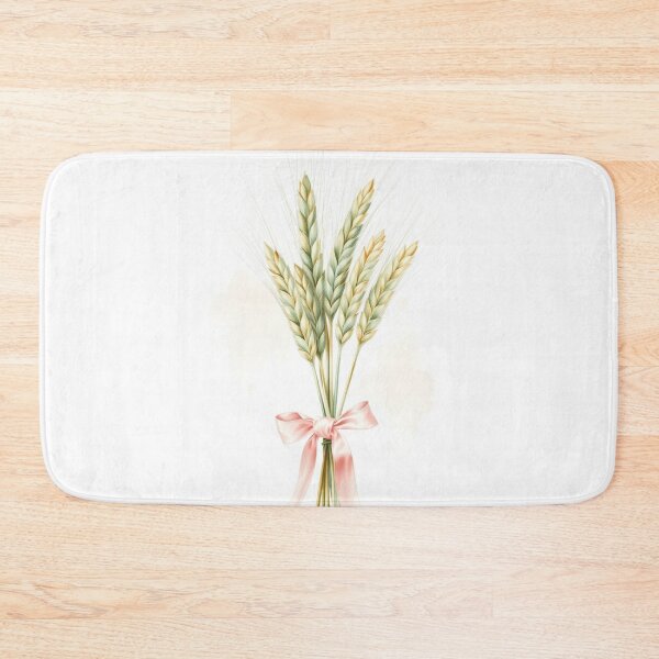 Item preview, Watercolor Wheat Bouquet with Pink Ribbon designed and sold by Vida e Arte.