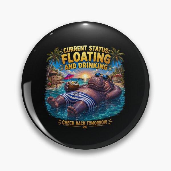 Item preview, Floating & Drinking Funny Hippo Vacation T-Shirt designed and sold by Aimetoi.