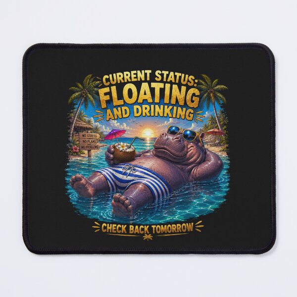 Item preview, Floating & Drinking Funny Hippo Vacation T-Shirt designed and sold by Aimetoi.