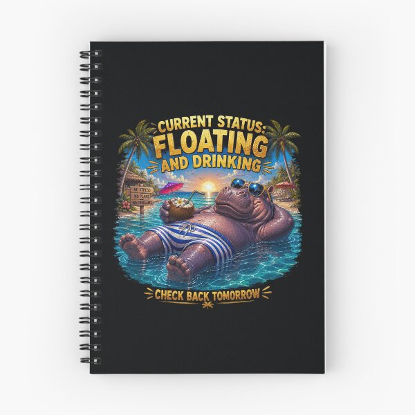 Item preview, Floating & Drinking Funny Hippo Vacation T-Shirt designed and sold by Aimetoi.