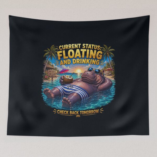 Item preview, Floating & Drinking Funny Hippo Vacation T-Shirt designed and sold by Aimetoi.
