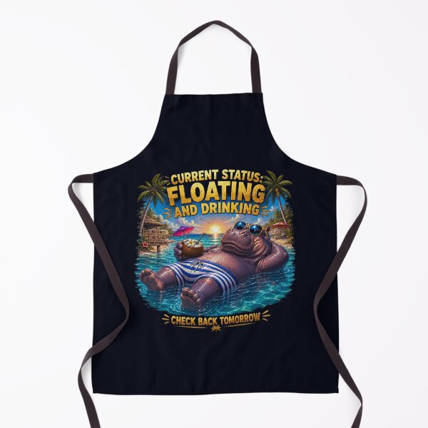 Item preview, Floating & Drinking Funny Hippo Vacation T-Shirt designed and sold by Aimetoi.