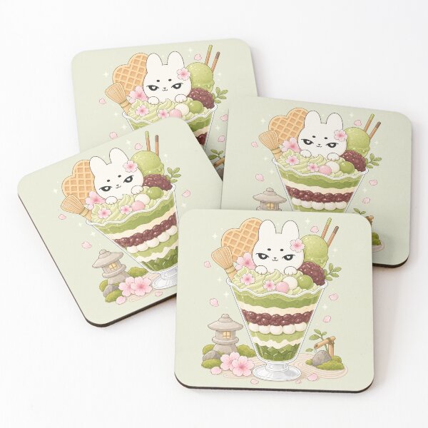Item preview, Kawaii Matcha Bunny Sakura Parfait designed and sold by kokoriiland.