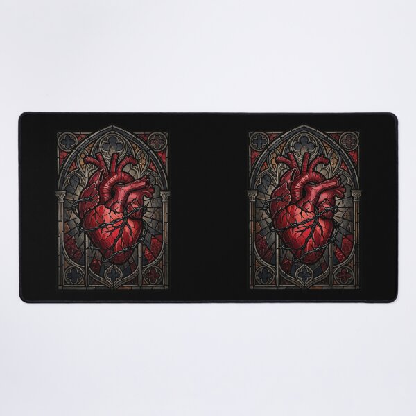 Item preview, Crimson Heart with Barbed Wire — Gothic Stained Glass designed and sold by David Mateo ArtWorks.