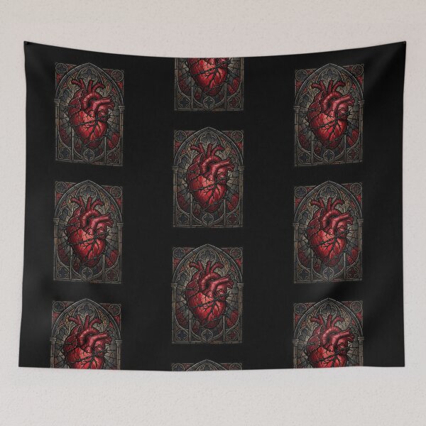Item preview, Crimson Heart with Barbed Wire — Gothic Stained Glass designed and sold by David Mateo ArtWorks.