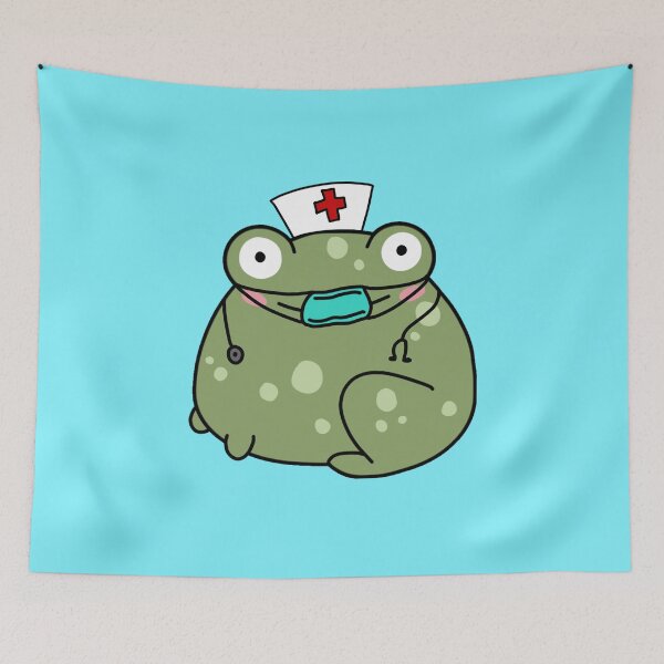 Item preview, cute frog nurse cartoon designed and sold by trinketgal.