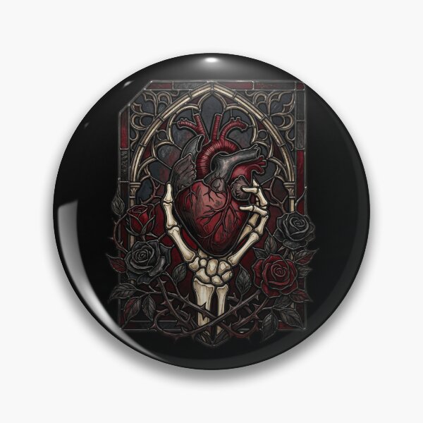 Item preview, Skeletal Hand with Heart and Roses — Gothic Stained Glass designed and sold by David Mateo ArtWorks.
