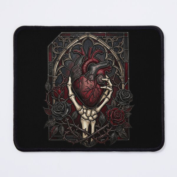 Item preview, Skeletal Hand with Heart and Roses — Gothic Stained Glass designed and sold by David Mateo ArtWorks.