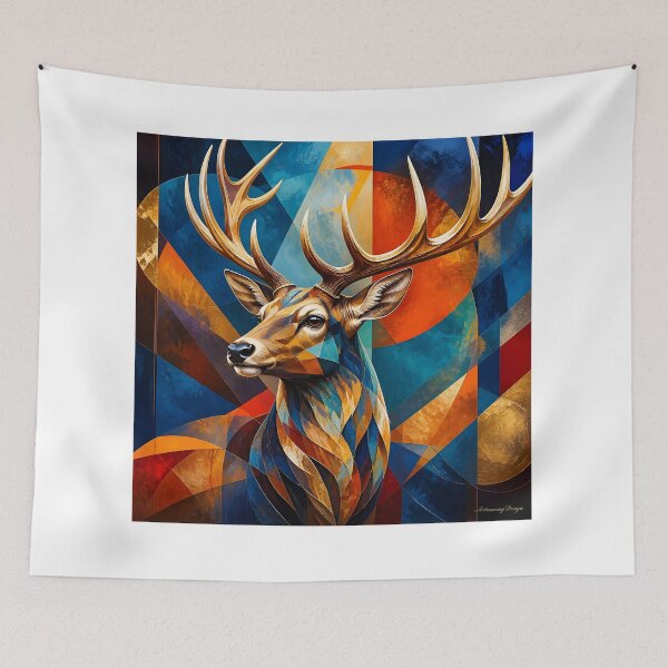 Item preview, Majestic Geometric Stag Portrait designed and sold by ArtnarongDesign.