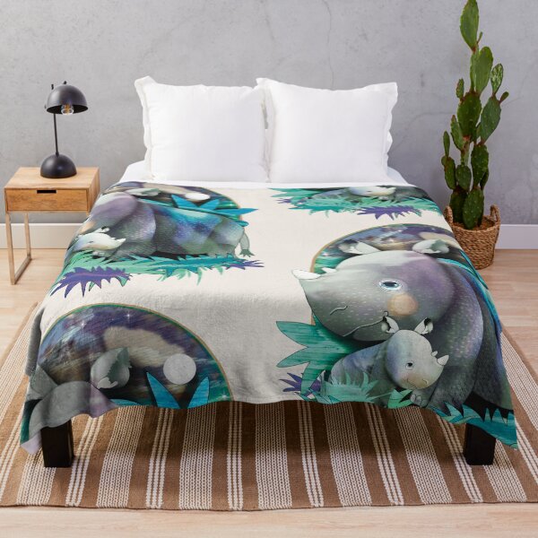 Item preview, Adorable Mother and Baby Rhino in Magical Forest designed and sold by Karin Taylor.