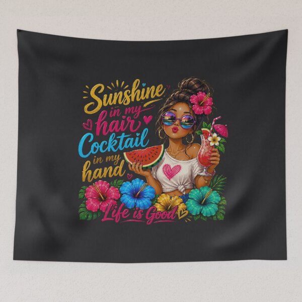 Item preview,  Sunshine In My Hair Cocktail In My Hand Tropical Summer Girl T-Shirt designed and sold by Aimetoi.
