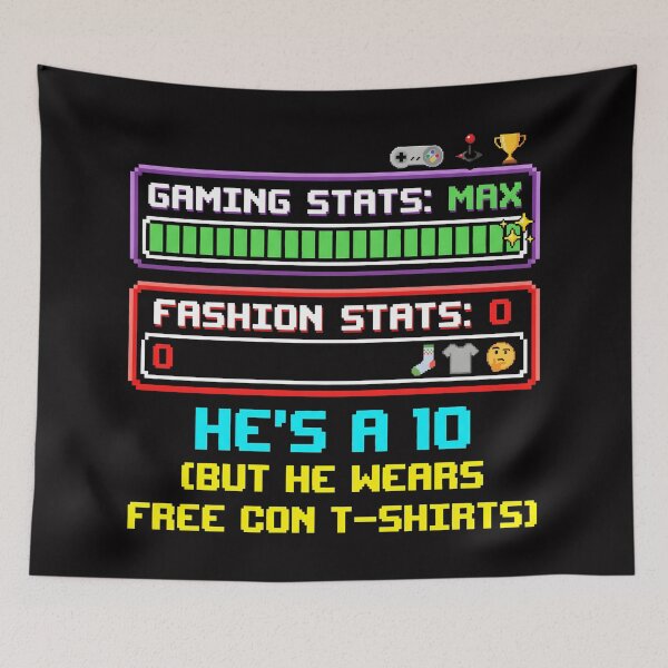 Item preview, Gaming Stats Max Free Con T-Shirts Gamer Humor designed and sold by SplashTastic.