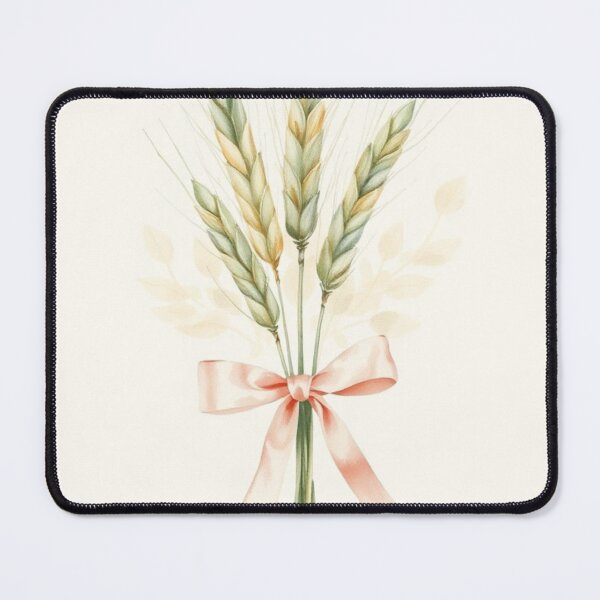 Item preview, Watercolor Wheat Stalks with Pink Ribbon designed and sold by Vida e Arte.