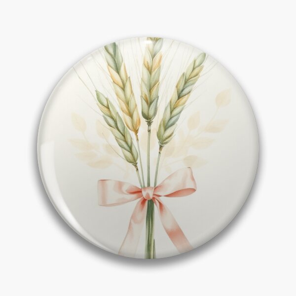 Item preview, Watercolor Wheat Stalks with Pink Ribbon designed and sold by Vida e Arte.