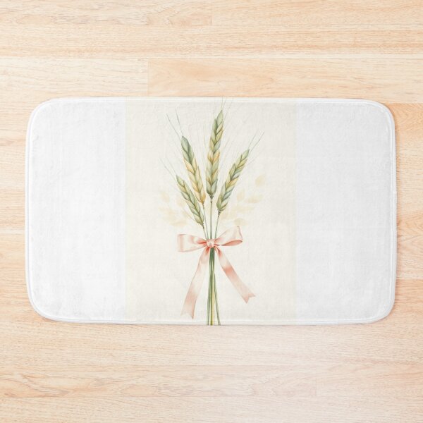 Item preview, Watercolor Wheat Stalks with Pink Ribbon designed and sold by Vida e Arte.