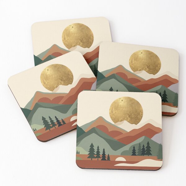 Item preview, Mid Century Modern Bauhaus Geometric Landscape Moon Art designed and sold by Leafs With Luna.