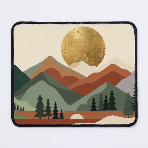 Item preview, Mid Century Modern Bauhaus Geometric Landscape Moon Art designed and sold by Leafs With Luna.