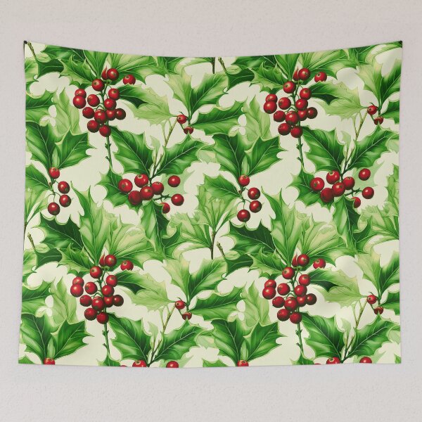 Item preview, Christmas Holly Leaves With Red Berries Xmas Pattern designed and sold by DEC02.
