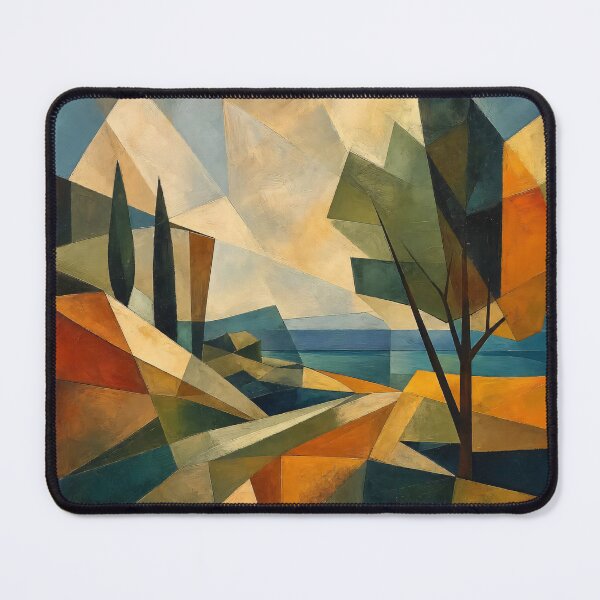 Item preview, Geometric Coastal Landscape – Modern Cubist Nature Painting designed and sold by KiraChie.