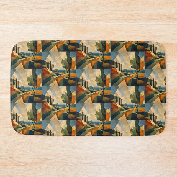 Item preview, Geometric Coastal Landscape – Modern Cubist Nature Painting designed and sold by KiraChie.