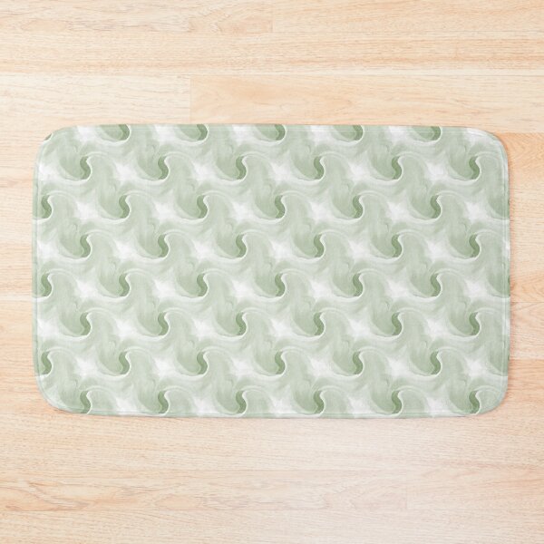 Item preview, Retro Wavy Abstract Pattern in Green and White designed and sold by Artistestella.