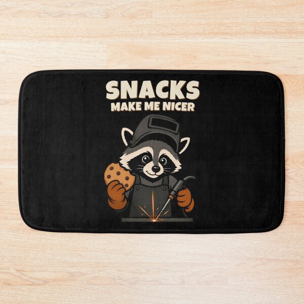 Item preview, Snacks Make Me Nicer Funny Raccoon Welder Welding designed and sold by RusticMeadow.