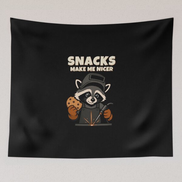 Item preview, Snacks Make Me Nicer Funny Raccoon Welder Welding designed and sold by RusticMeadow.