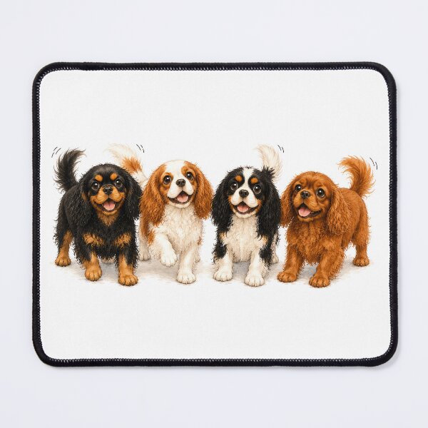 Item preview, Cavalier King Charles Spaniel Puppies Ready for an Adventure Cute Dog Family designed and sold by SakuraWaStyle.