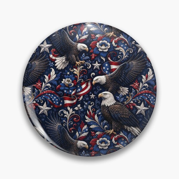Item preview, Patriotic Bald Eagle Floral Pattern designed and sold by Rui Mythic Studio.