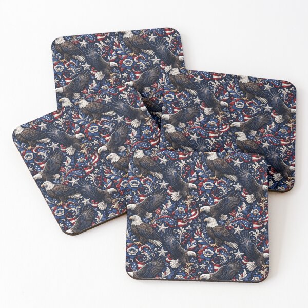 Item preview, Patriotic Bald Eagle Floral Pattern designed and sold by Rui Huang.